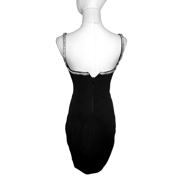 House of CB Gloriana Black Crystal Trim Mini Dress XS Glam Holiday Engagement - Picture 12 of 14